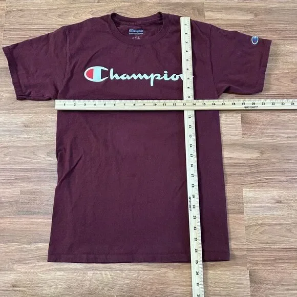 Champion Crew Neck Maroon Short Sleeve T-Shirt | Men Size Small - Picture 3 of 9